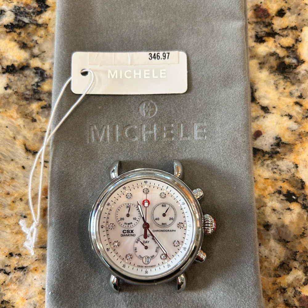 MICHELE 18m Diamond + Mother of Pearl Watch. GORGEOUS set priced to $ell.
